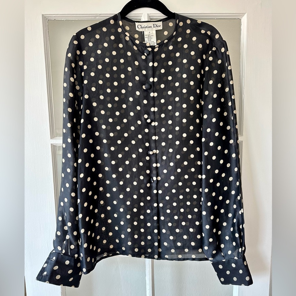 Christian Dior Polka Dot Blouse - Size 2
